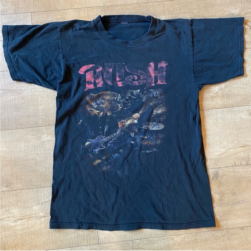 Vintage VTG Rush Tour Concert T-Shirt estimated size medium distressed destroyed